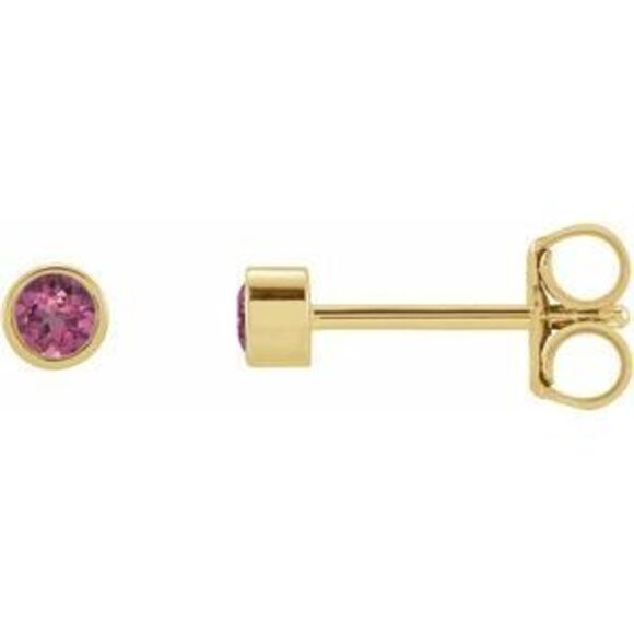 Kazi Luxury 14K Yellow Natural Rainbow Moonstone Bezel-Set Earring